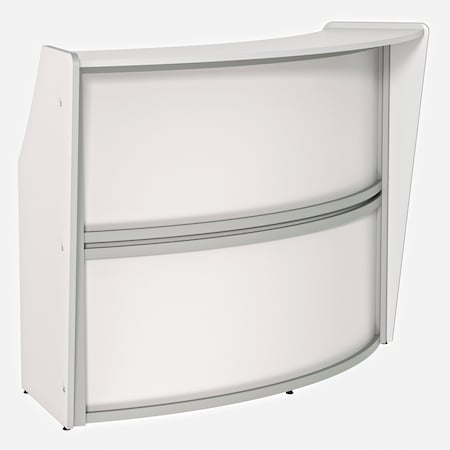 Linea Italia Curved Reception Desk with Counter, 72 inW x 32 inD x 46 inH, Gray/White ZUS290